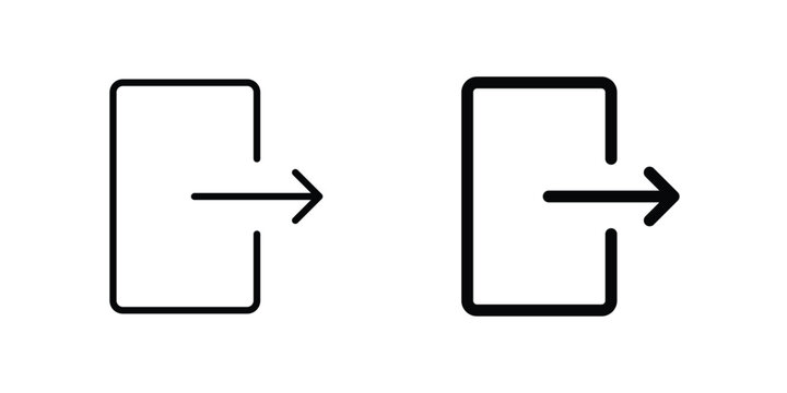 Exit icon outlined. Black clipart icons set