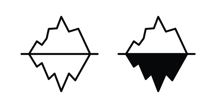 Iceberg icon outlined. Black clipart icons set