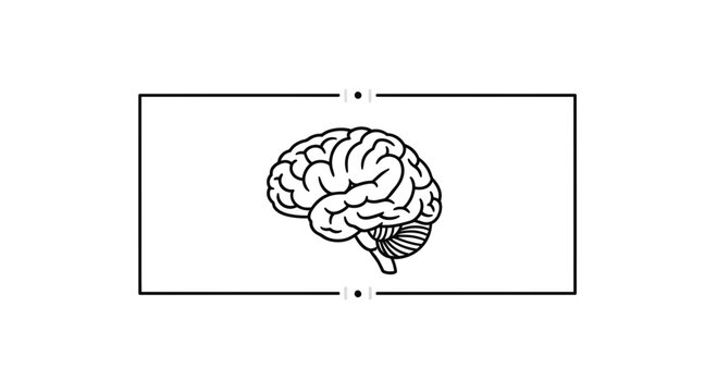 Stylized Brain Icon with Cerebellum and Brainstem, Medical and Science Concept