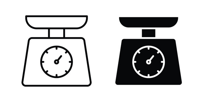 Kitchen scales icon outlined. Black clipart icons set