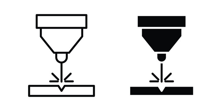 Laser machine icon outlined. Black clipart icons set