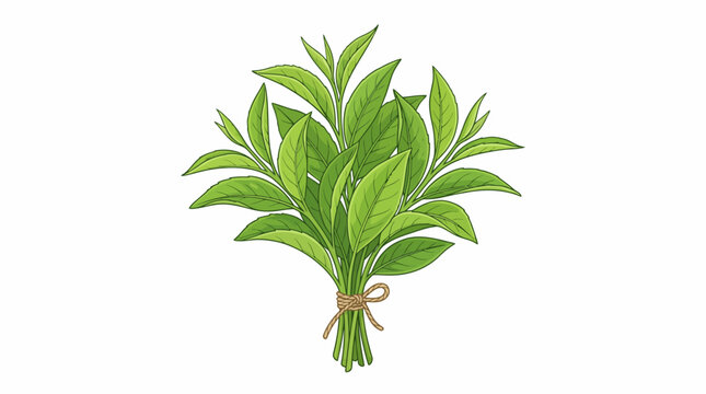 Fresh Green Leaves Tied Together.