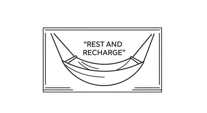 Rest and Recharge Hammock Illustration: Relaxation, Vacation, and Stress Relief Concept