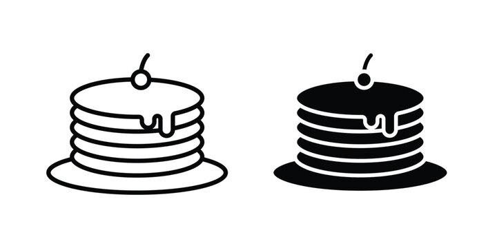 pancakes icon outlined. Black clipart icons set