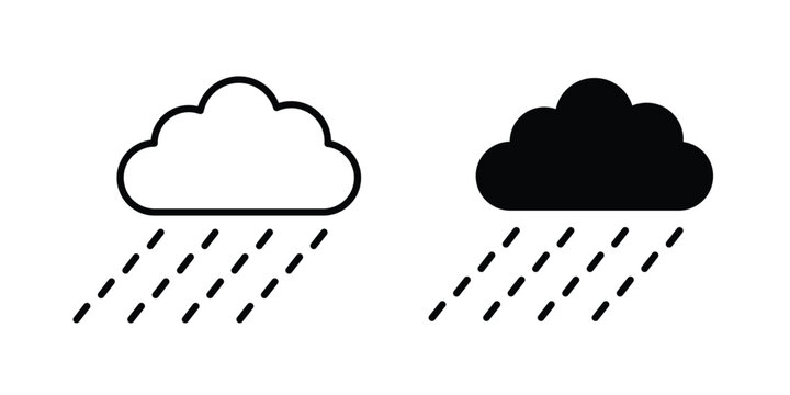 Rainy icon outlined. Black clipart icons set