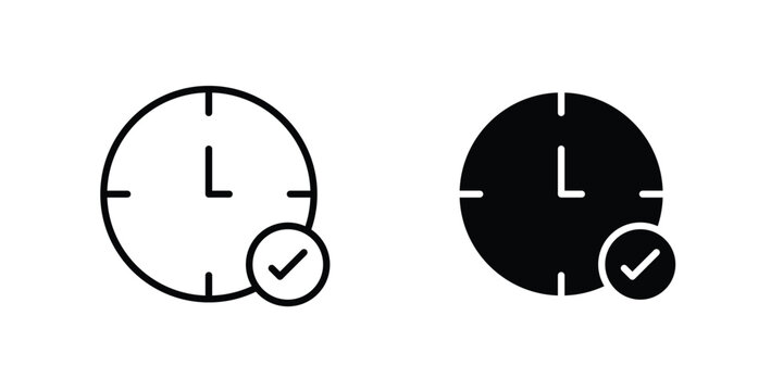 Save time icon outlined. Black clipart icons set
