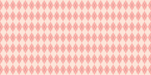 Circus carnival pink and beige vintage seamless pattern. Soft harlequin rhombus background. Wrapping texture backdrop with diamond shape pattern. Tablecloth fabric. Vector illustration © V_DotStudio