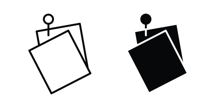Sticky notes icon outlined. Black clipart icons set