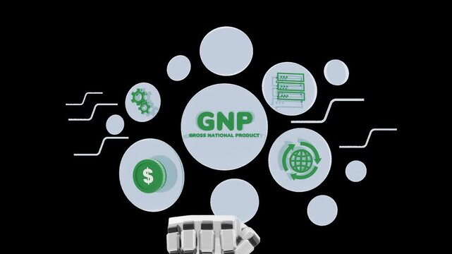3D Robotic Hand Interacting with GNP Financial Data Hologram | Alpha Channel