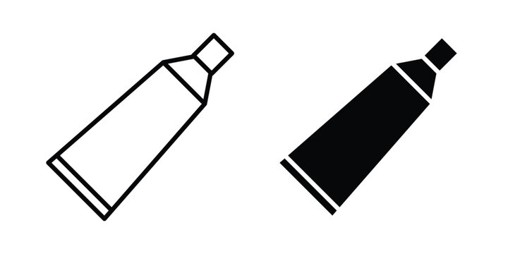 Toothpaste tube icon outlined. Black clipart icons set