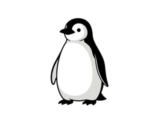 Fototapeta premium Cute cartoon emperor penguin standing isolated on white background.