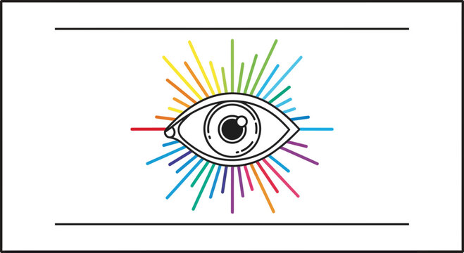 Eye with Rainbow Rays of Light, Vision, Creativity, Insight, Perception, Awareness