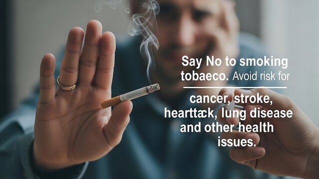 Man refusing cigarette smoke for health.