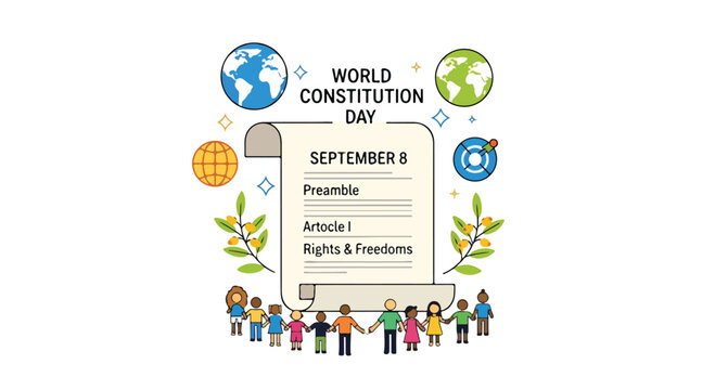 A colorful illustration for World Constitution Day on September 8