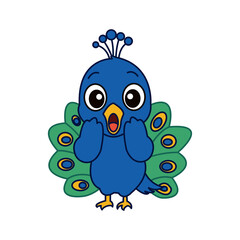 Fototapeta premium Cartoon peacock vector icon illustrations with cute looks, vibrant colors, and a variety of expressions.