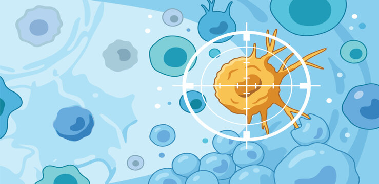 Targeting abnormal cells with precision a microscopic view illustrating medical science, immunotherapy, and cellular research for disease treatment strategies
