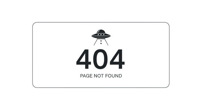UFO Abducts 404 Page Not Found Error Message with Alien Spaceship