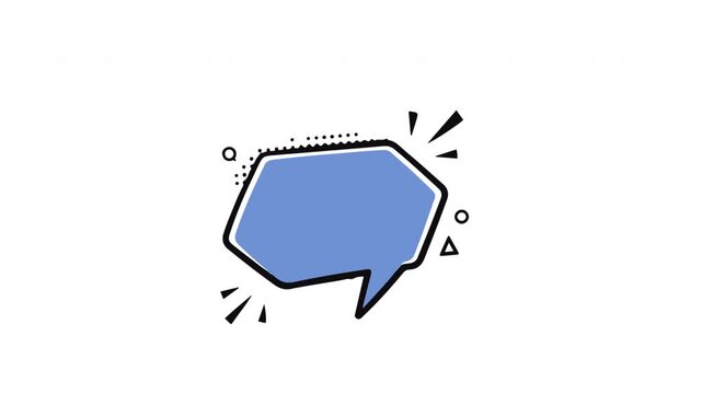 Blue Speech Bubble with Geometric Shapes and Rays