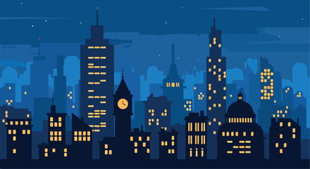 A dark blue cityscape at night © Juli