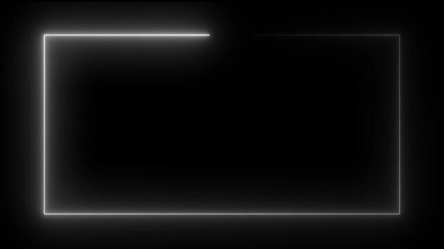Glowing blue neon rectangular frame animation,Animated rectangular light frame with moving line accents.
Rectangular seamless silver light frame streaming overlay loop,dark background abstract border.