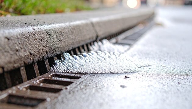Soapy Foam Bubbles Overflowing from Urban Storm Drain