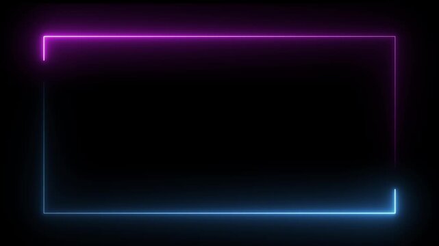 Glowing blue neon rectangular frame animation,Animated rectangular light frame with moving line accents.
Rectangular seamless silver light frame streaming overlay loop,dark background abstract border.
