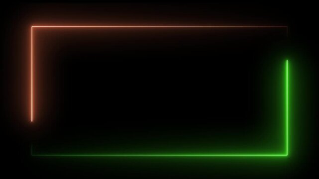 Glowing purple neon rectangular border frame overlay animation,Vibrant red glowing neon rectangular frame on a stark black background,
Minimal frame motion designed for overlay and background visuals.