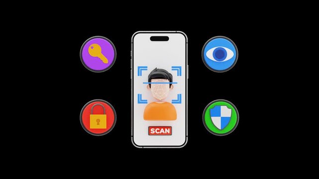 3D Smartphone man face scan recognition | Alpha Channel