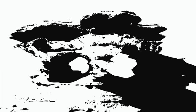 Dramatic Silhouette of Eroded Rock Formation Against White Background