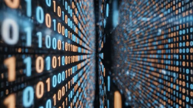 Binary code data stream representing data-driven futures and networking concepts