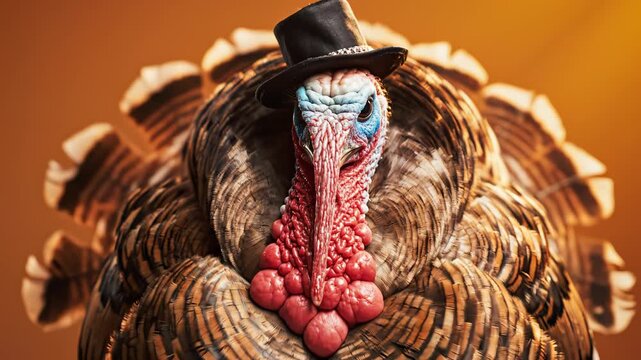 Turkey wearing top hat highlighting vibrant colors and innovative graphic design