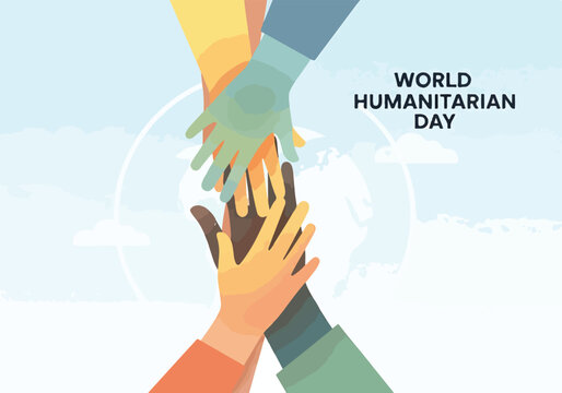 A graphic illustration of diverse hands stacked