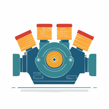 Flat Design Illustration of a Radial Engine