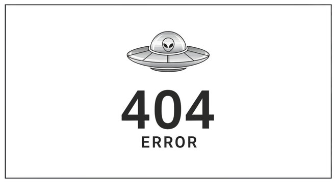 Alien UFO Abduction Error 404 Page Not Found Concept