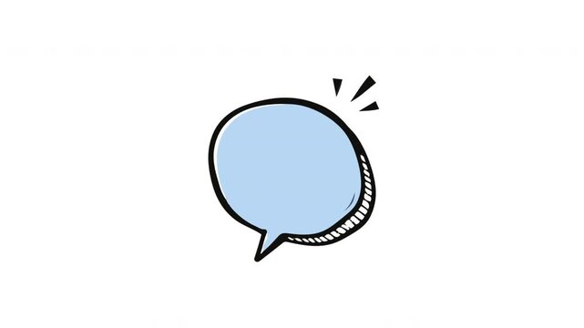 Empty blue speech bubble with comic style outline and sparkles