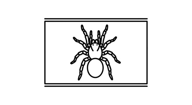 Tarantula Spider Icon, Black and White Line Art, Vector Illustration