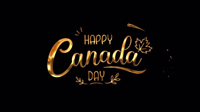 Golden text celebrating canada day, suitable for social media, flyers, banners, and other promotional material for the holiday.