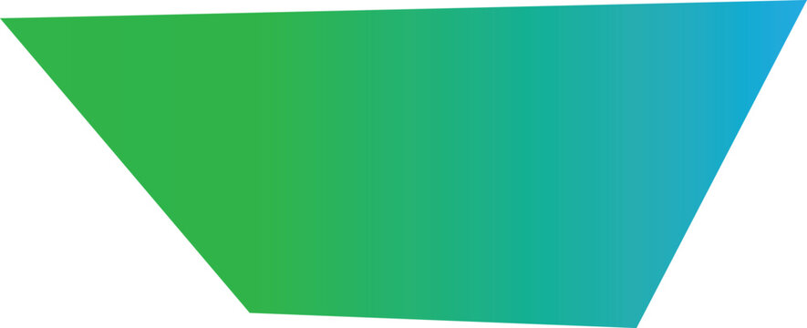 Trapezoid shape features a smooth gradient transition from vibrant green to deep teal on a clean white background.