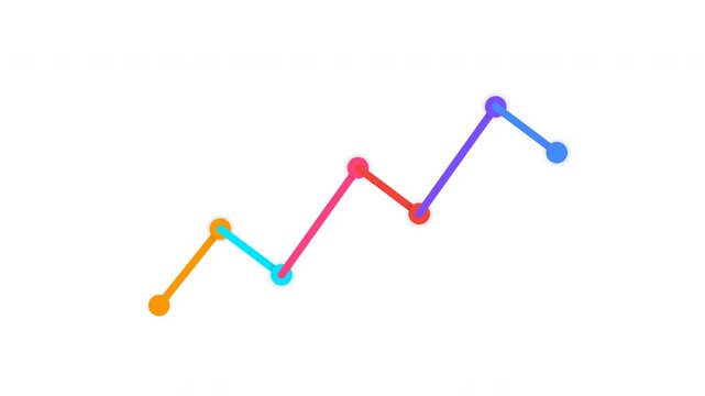 Multi-colored line graph ascending on minimalist white background for corporate financial reports
