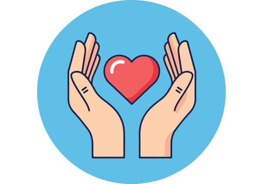 A graphic of hands cradling a heart