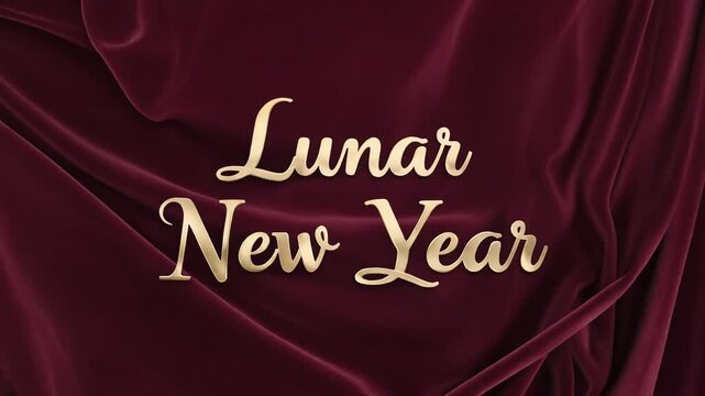 Lunar new year celebration text on red velvet background