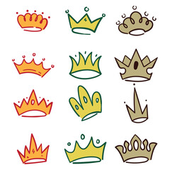 Hand Drawn Doodle Crown Collection Cartoon Illustration © artcaka