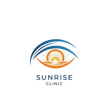 Sunrise Clinic logo with eye and sun design for medical or optical services.