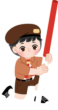 cute kid with pramuka uniform