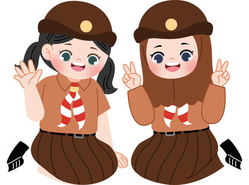 cute kid with pramuka scout uniform