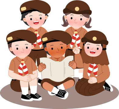 cute kid with pramuka scout uniform