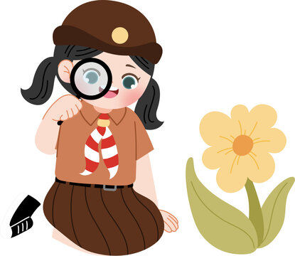 cute kid with pramuka scout uniform