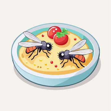 Flies on a Plate of Food