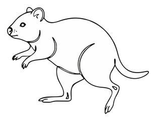 Fototapeta premium Quokka running animal line art side view icon. Generative AI