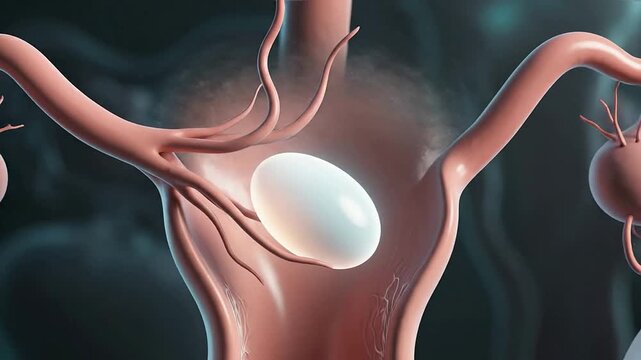 Detailed Anatomical Illustration of Female Reproductive System Featuring an Ovum in the Uterus Highlighting Reproductive Health and Biology